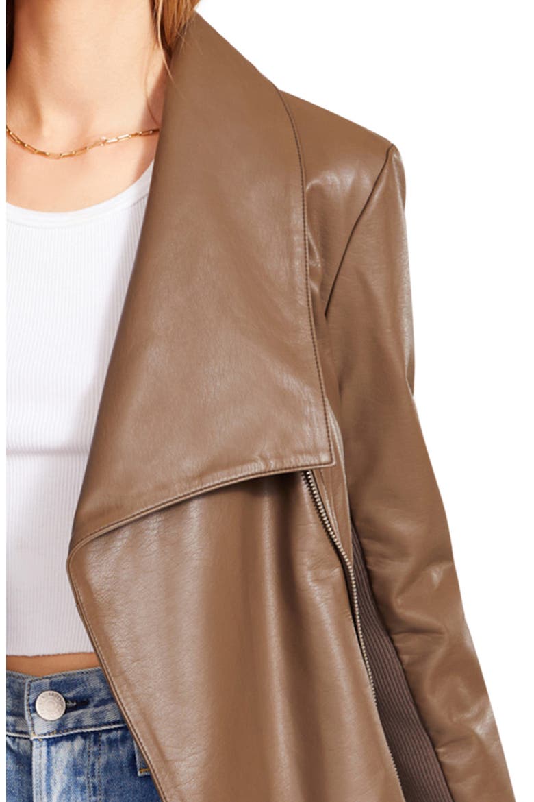 BB Dakota Up to Speed Faux Leather Moto Jacket, Alternate, color, EARTH GREEN