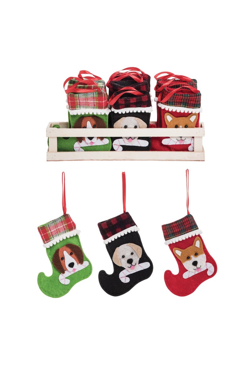 Doggie Mini Stocking Ornament, A/24, Main, color, Red