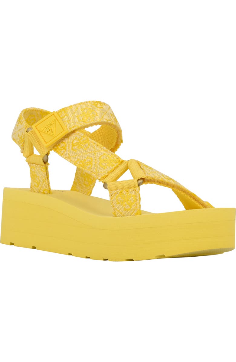 GUESS Avin Platform Sandal, Main, color, Yellow
