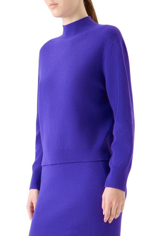Akris Punto Mock-neck Cashwool Rib Sweater In Blue