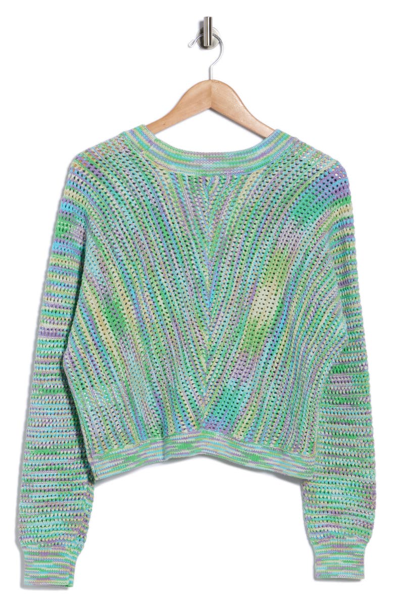 Desigual Thin Gauge Openwork Cardigan, Alternate, color, Green