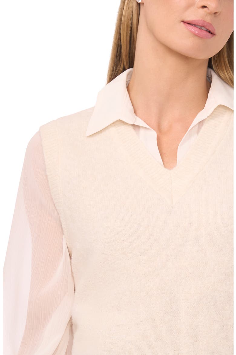 Illusion Two-Piece Sweater Vest Top, Alternate, color, BIRCH