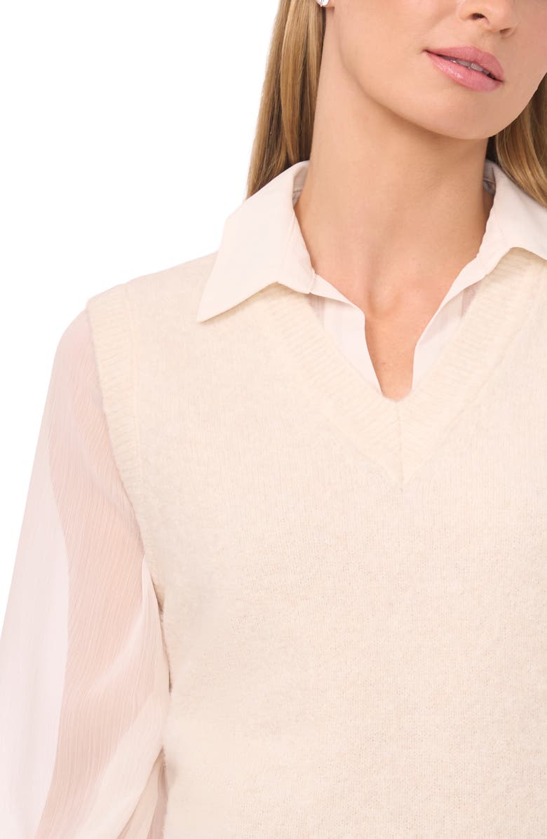 Halogen<sup>®</sup> Illusion Two-Piece Sweater Vest Top, Alternate, color, Birch