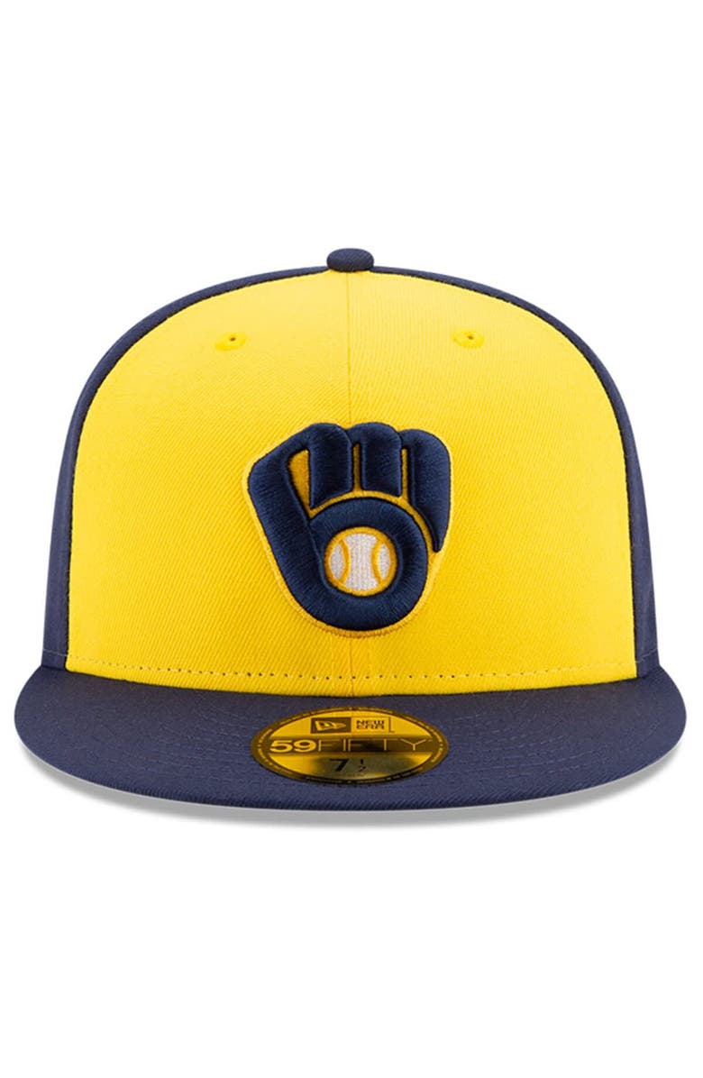 New Era Men's New Era Gold/Navy Milwaukee Brewers 2023 Postseason 59FIFTY Fitted Hat, Alternate, color, 