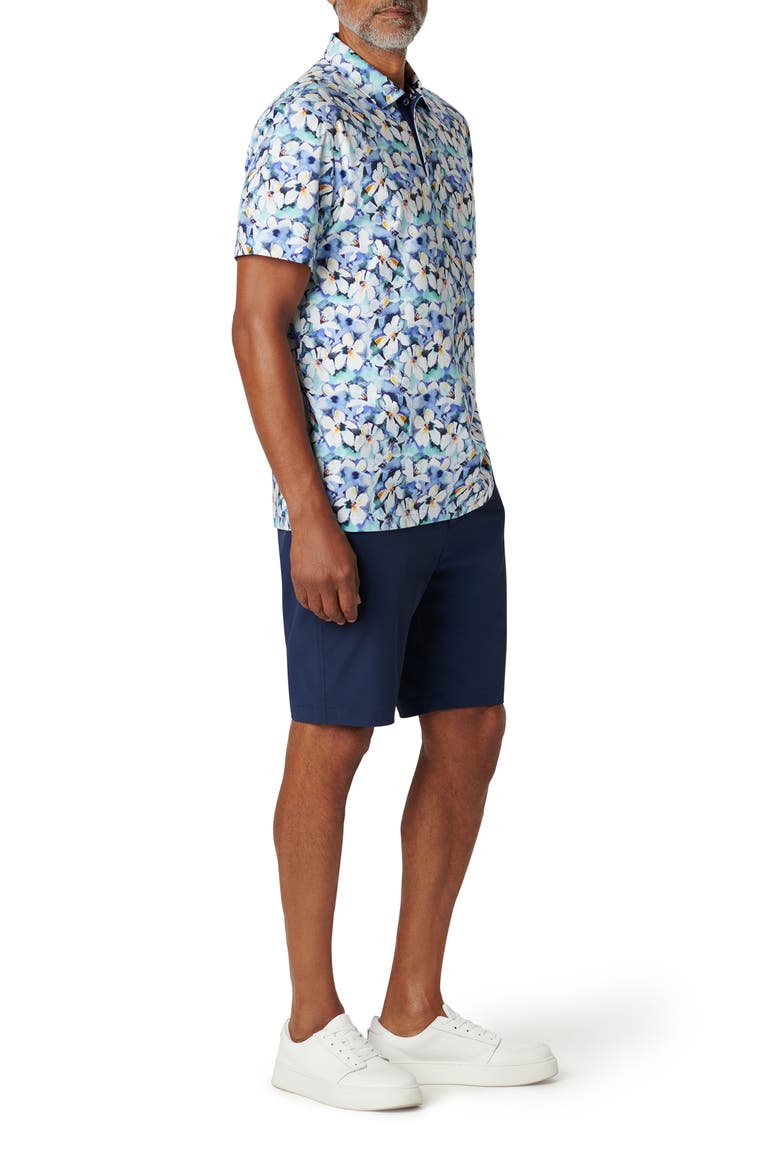 Hendrix Digital Floral Print Pima Cotton Polo, Alternate, color, COBALT