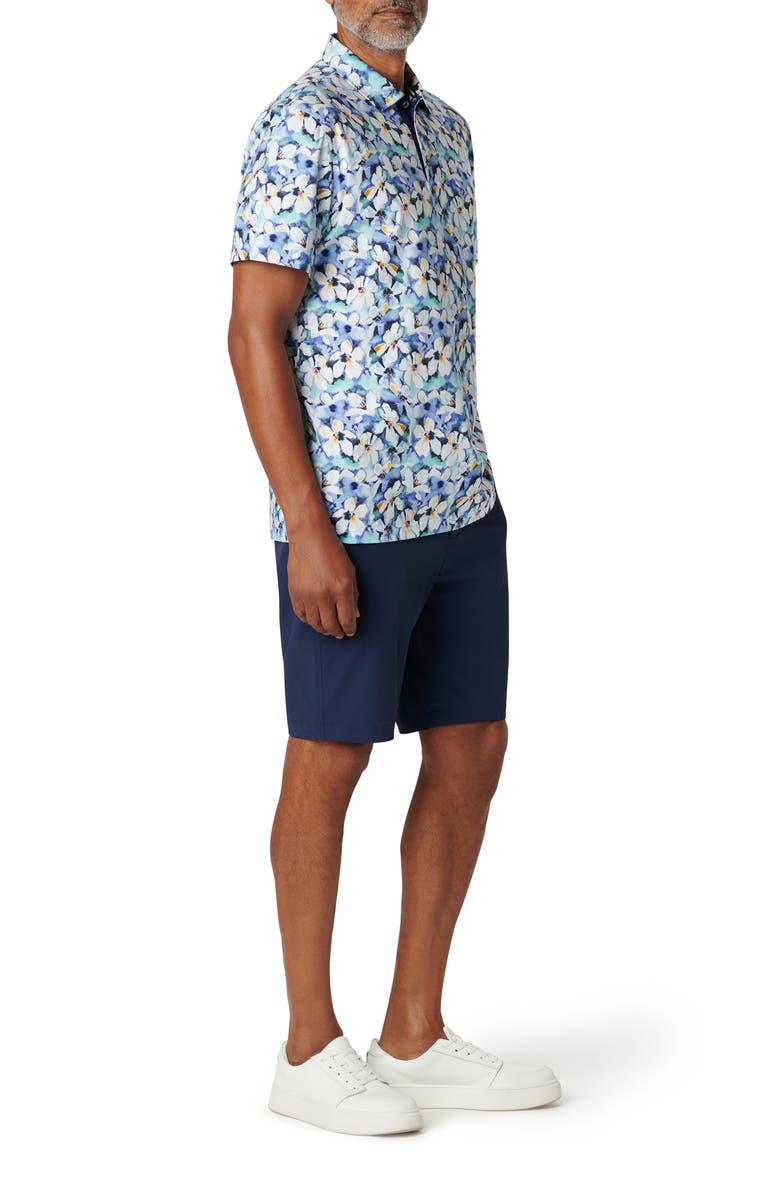 Bugatchi Hendrix Digital Floral Print Pima Cotton Polo, Alternate, color, Cobalt