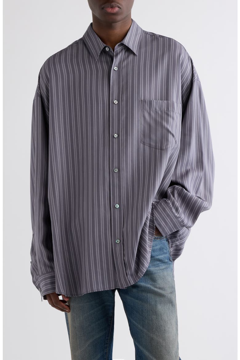 Soffia Striped Lyocell Button-Up Shirt, Main, color, PURPLE/ MAUVE