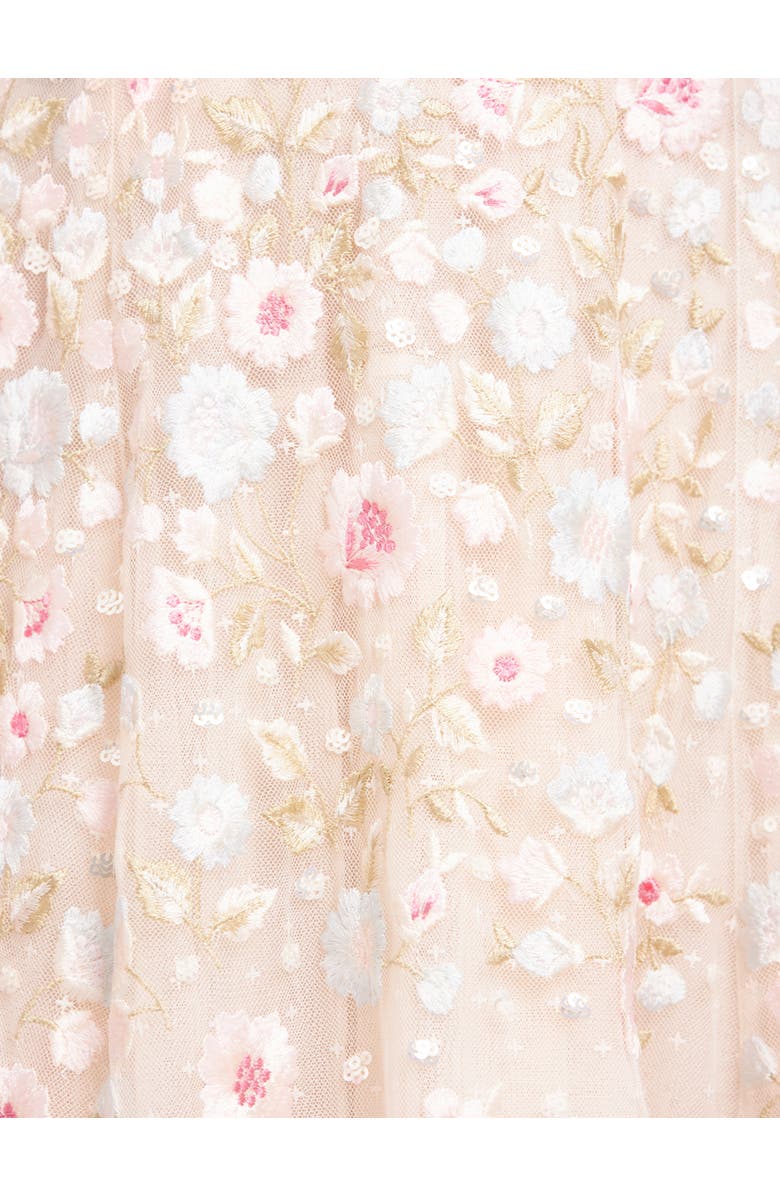 Needle & Thread Ethereal Blooms Cape Sleeve Ankle Gown, Alternate, color, Cream/Multi