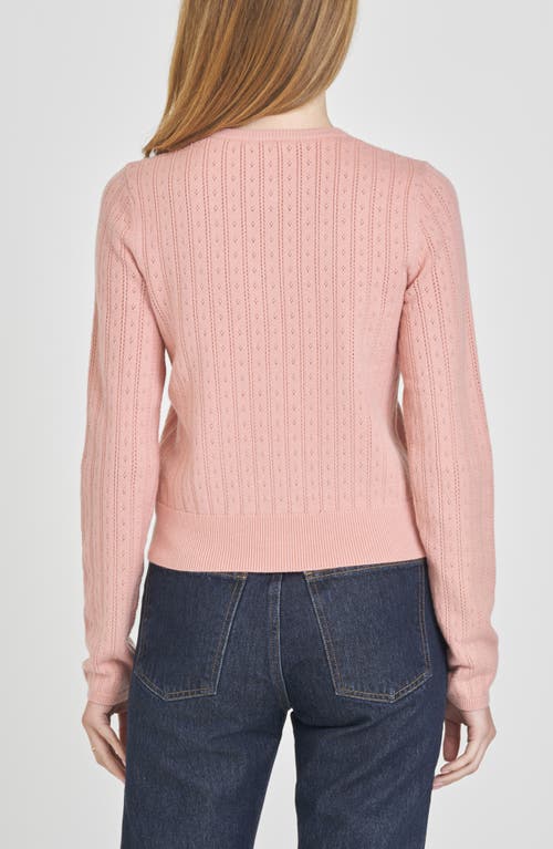 Wayf Sandy Pointelle Cardigan In Pink