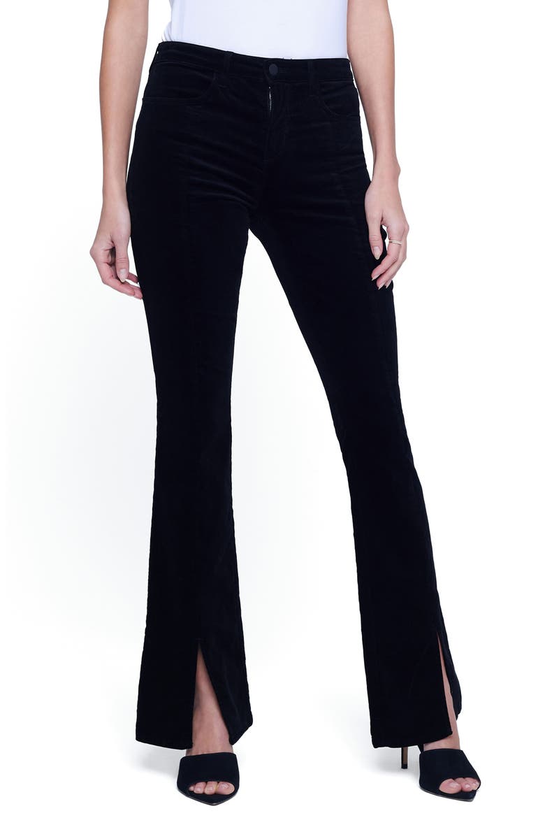 Beatrix High Waist Front Slit Baby Bootcut Jeans, Main, color, NOIR