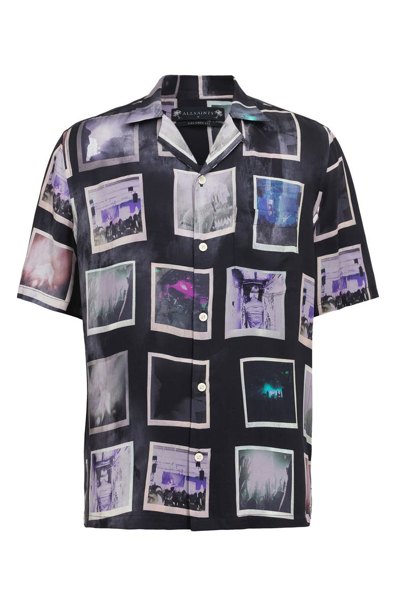 AllSaints Fotos Camp Shirt, Alternate, color, Jet Black