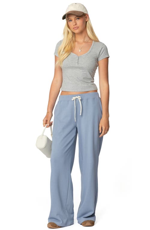 Shop Edikted Katerina Henley Crop Top In Gray-melange