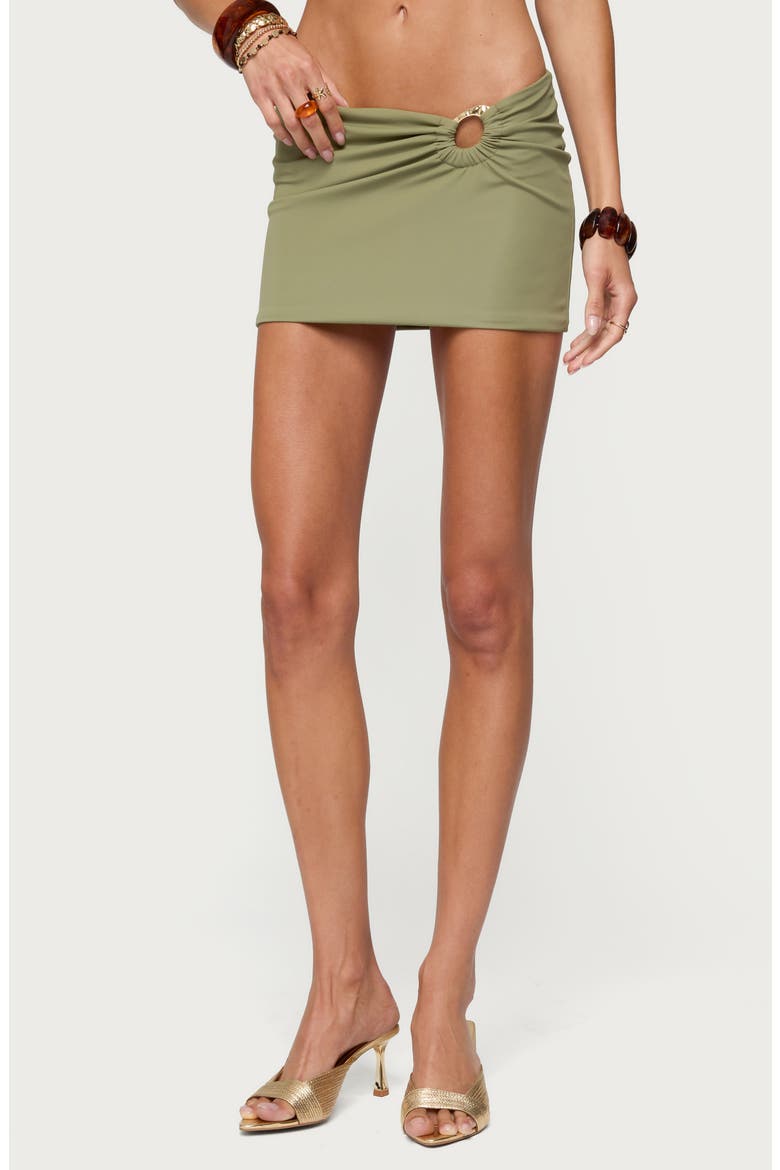 Billey Metal Ring Miniskirt, Main, color, OLIVE