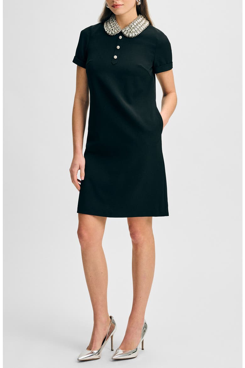 Cady Jewel Collar Shift Dress, Main, color, BLACK