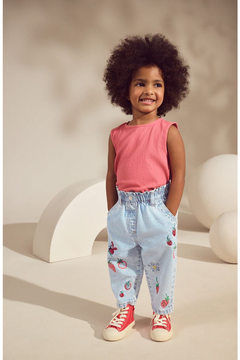 Kids' Stripe Embroidery Jeans, Alternate, color, BLUE