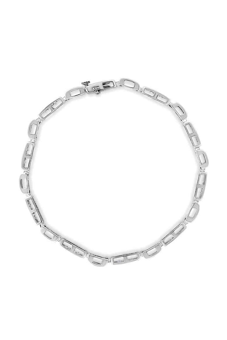 14K White Gold 1.0 Cttw Princess Diamond Station and Link Tennis Bracelet, Alternate, color, White