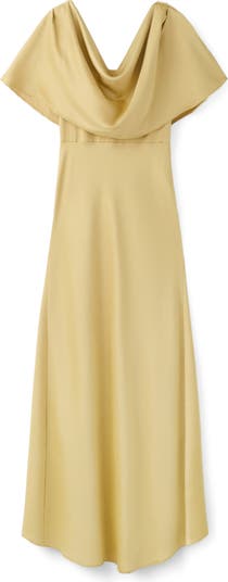 MANGO - Draped neck satin dress charcoal - 6