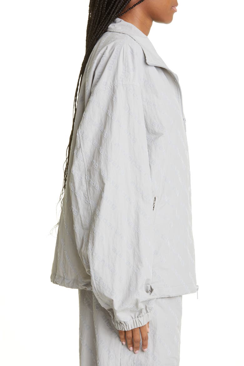 Flocked Logo Oversize Track Jacket, Alternate, color, ALLOY
