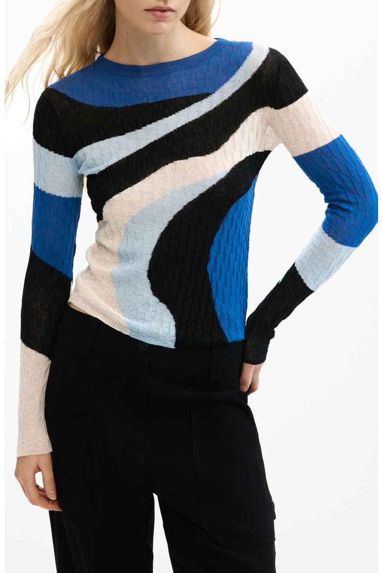 Print Cotton Blend Sweater, Main, color, BLUE