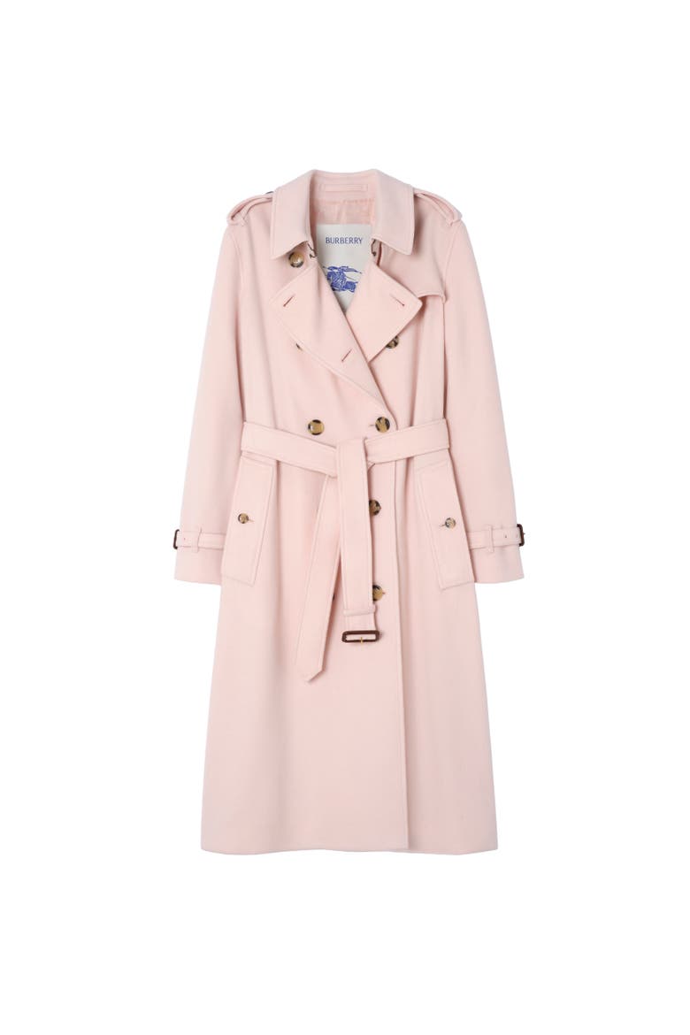 Long Cashmere Kensington Trench Coat, Alternate, color, Bouquet pink