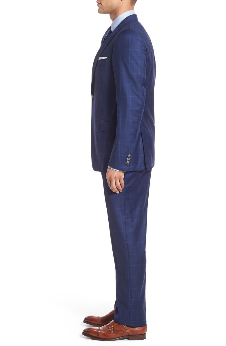 Hickey Freeman Classic Fit Windowpane Wool Suit, Alternate, color,