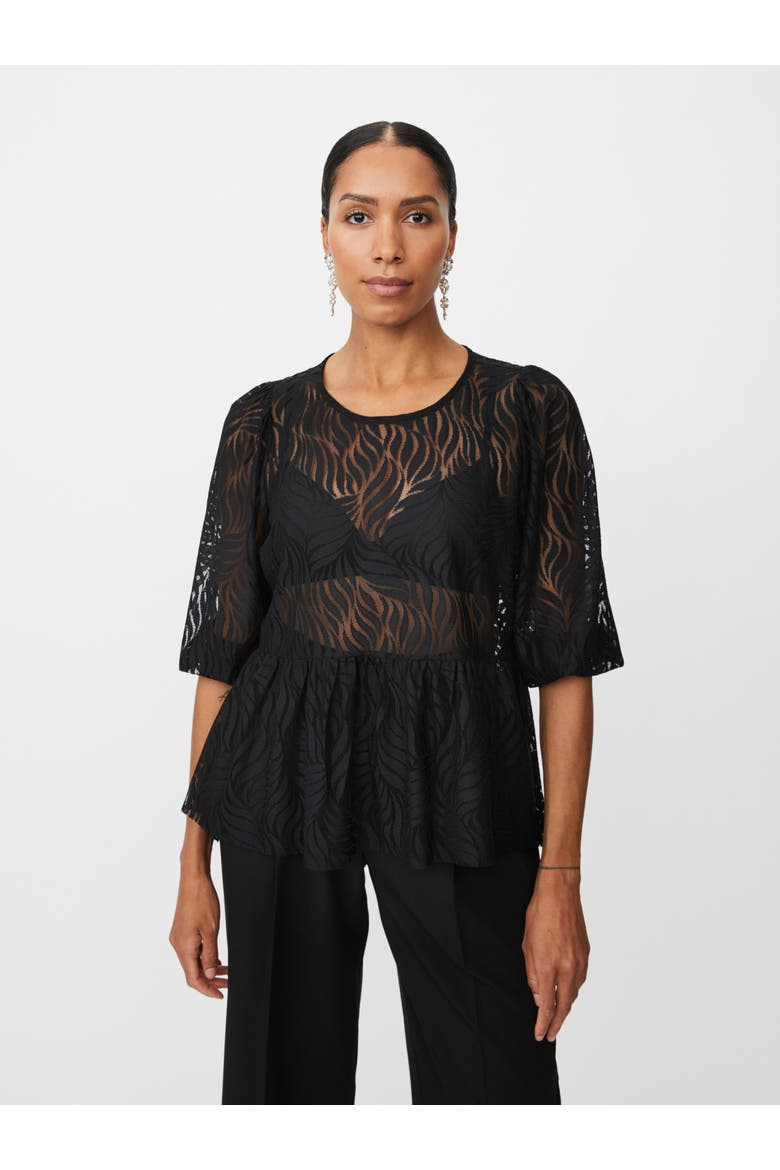 Lace Peplum Top, Main, color, Black