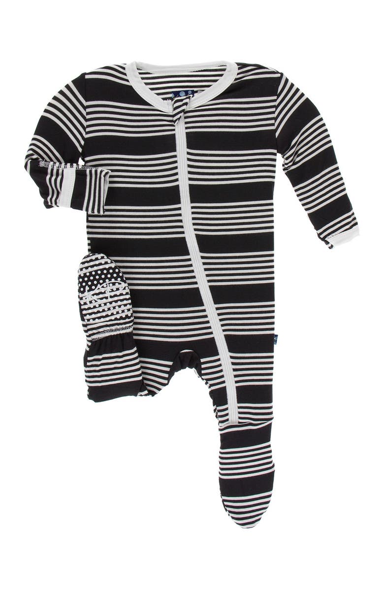 KicKee Pants Print Footie w/ Zipper in Zebra Agriculture Stripe, Main, color, 
