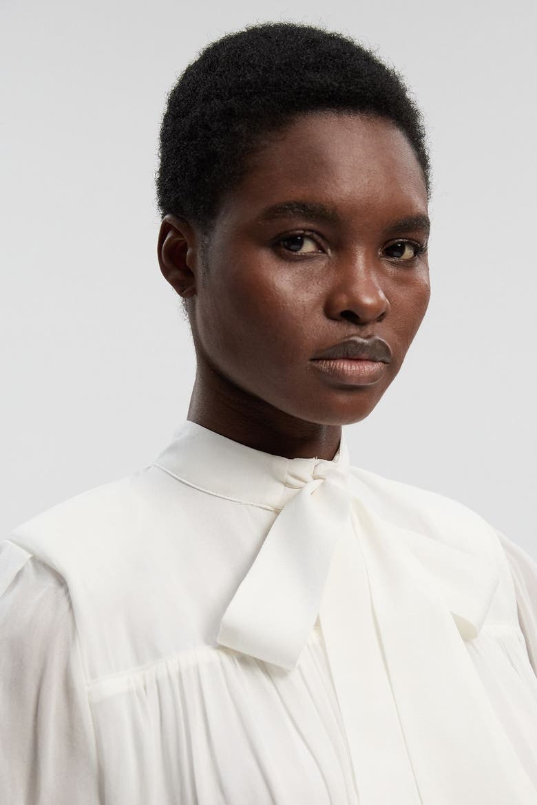 Tie-Neck Pussybow Blouse, Alternate, color, Ivory