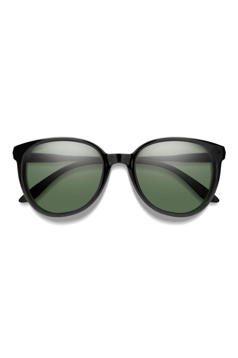 Cheetah 54mm Polarized Round Sunglasses, Main, color, BLACK / GRAY GREEN
