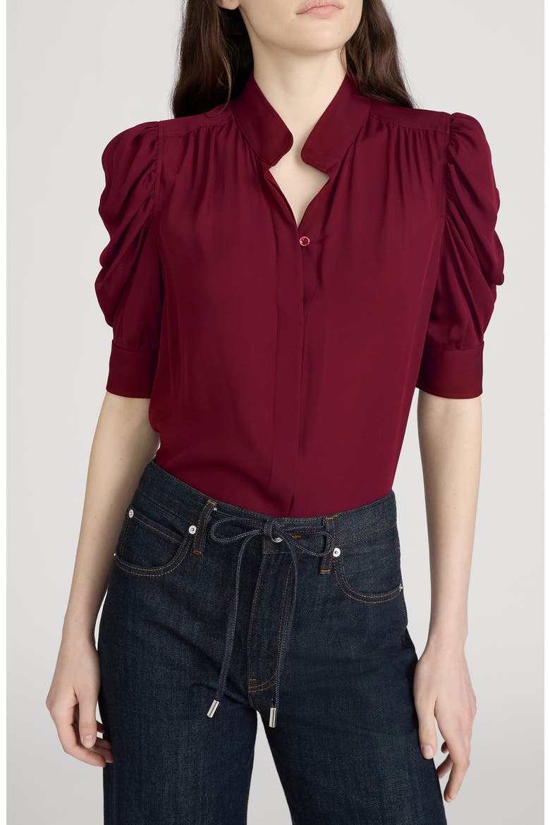 The Gillian Puff Sleeve Shirt, Main, color, GARNET