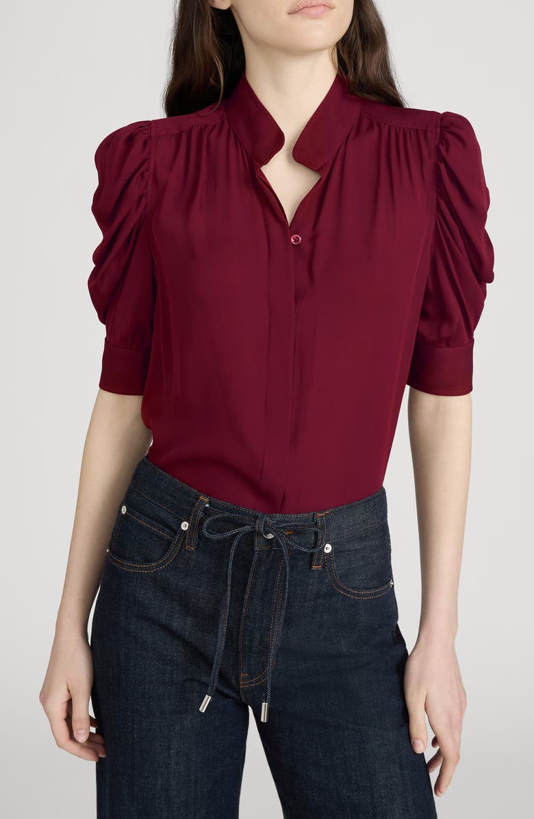 FRAME The Gillian Puff Sleeve Shirt, Main, color, Garnet