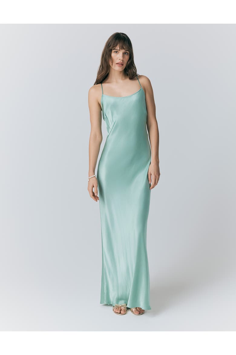 Kallie Satin Maxi Slip Dress, Main, color, Pastel Green