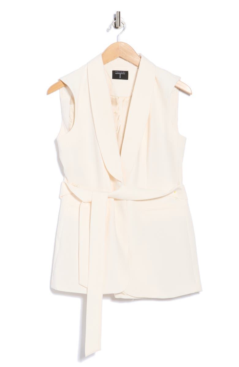 T Tahari Belted Tuxedo Vest, Alternate, color, Bone