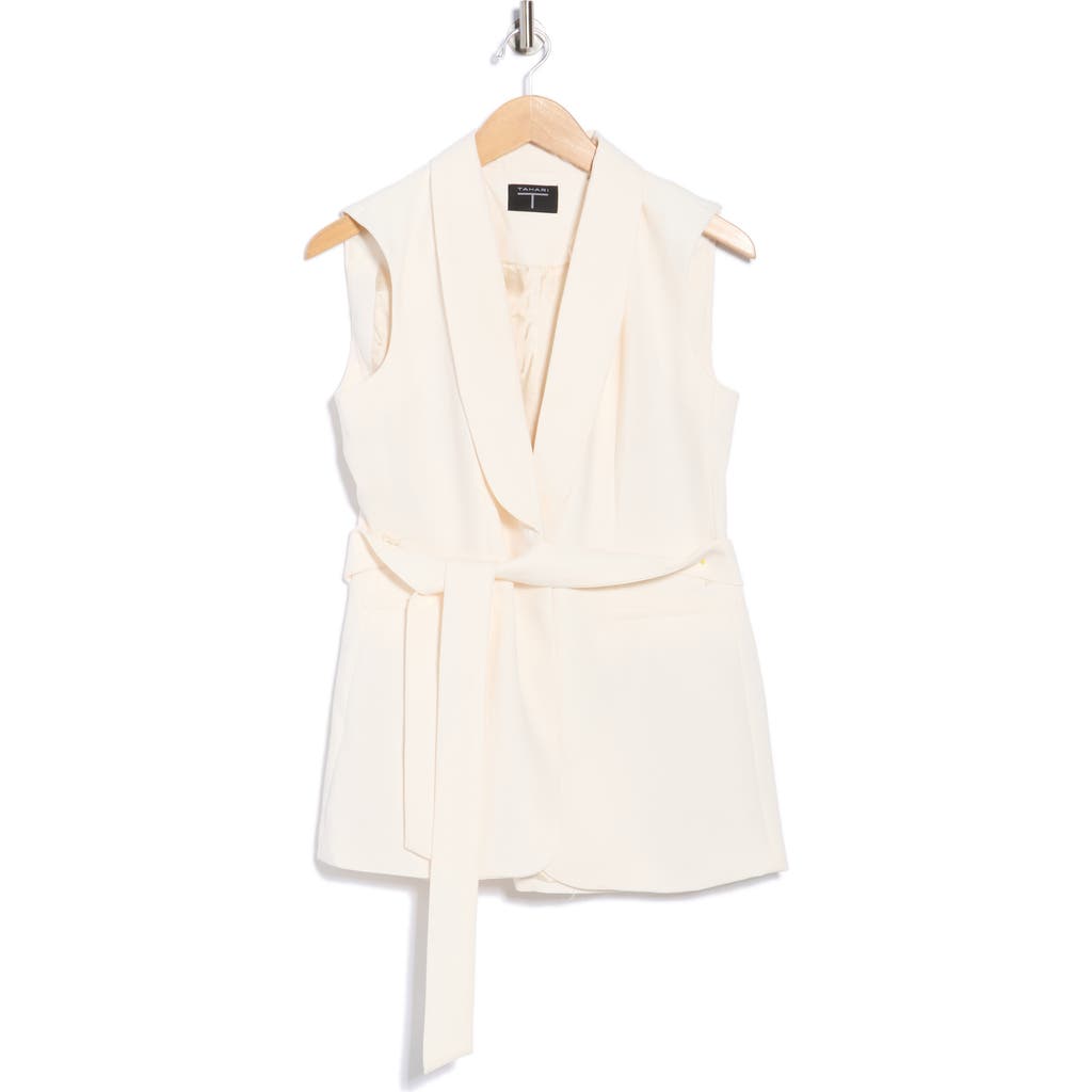 T Tahari Belted Tuxedo Vest In Burgundy