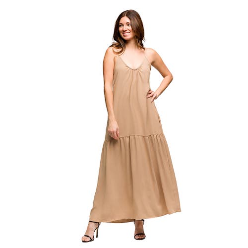 24seven Comfort Apparel Maternity Lightweight Spaghetti Strap Pocket Maxi Dress