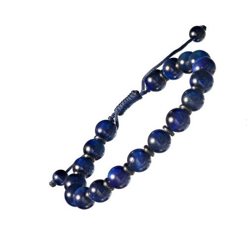 Link Up Gemstone Beads With Alternating Accent Spacers Pull Cord Bracelet In Blue