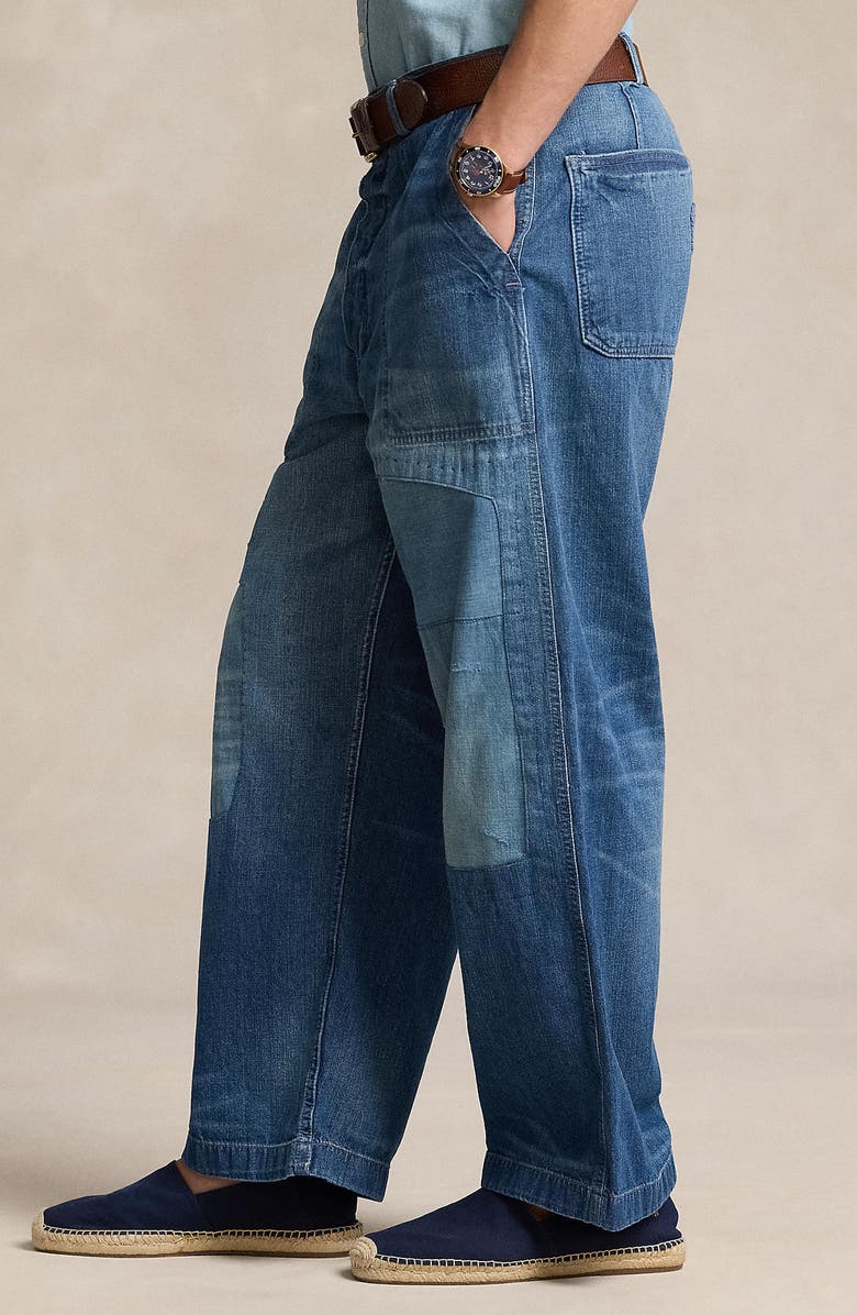 Polo Ralph Lauren Naval Patchwork Straight Leg Jeans, Alternate, color,