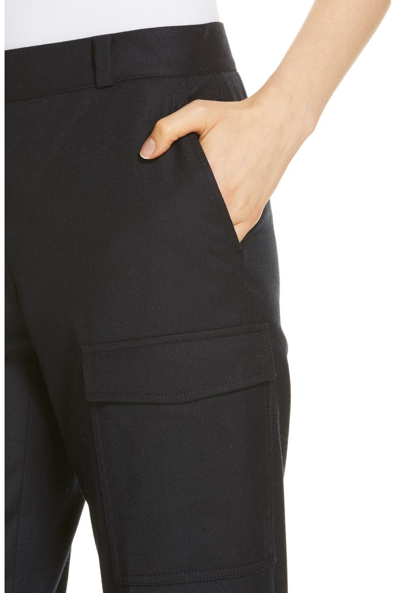 Wool Blend Flannel Button Cuff Pants, Alternate, color, NAVY NIGHT