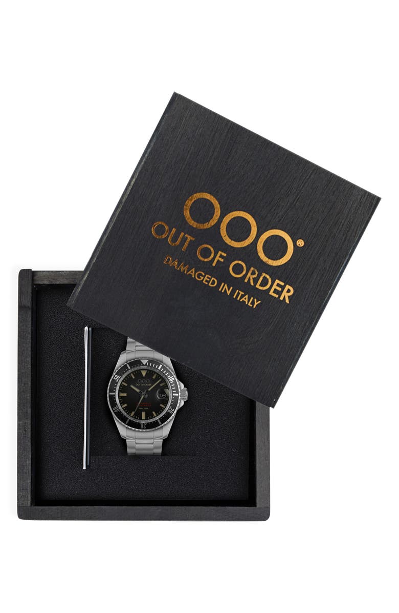 OUT OF ORDER Automatico Quaranta Bracelet Watch, 40mm, Alternate, color, Black