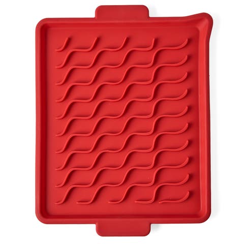 Silicone Microwave Bacon Tray, 9.5 x 12.75 inches, Red