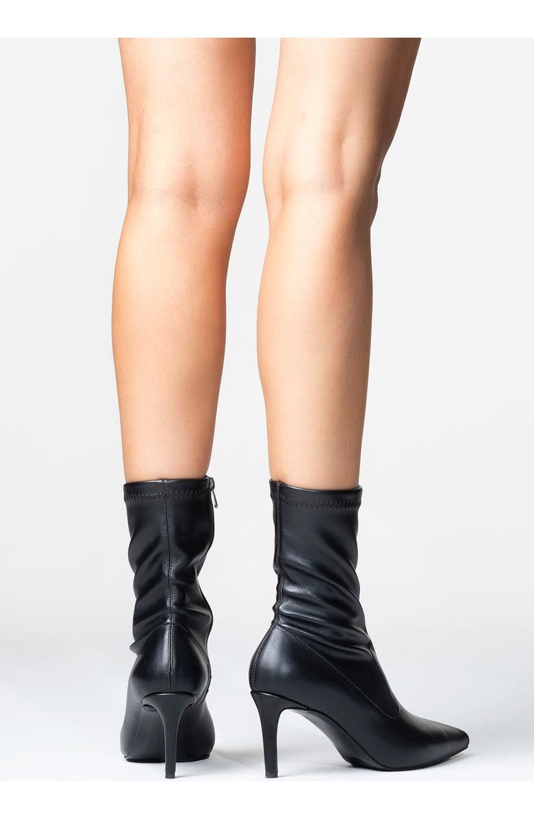 Prologue Shoes Thalin Zip Stiletto Boot, Alternate, color, Black Faux Leather