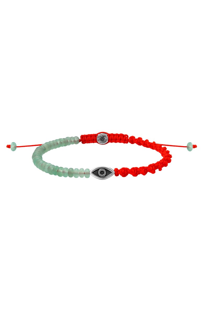 Karma and Luck Successful Endavors Jade Evil Eye Red String Bracelet, Main, color, Red/Pastel Green