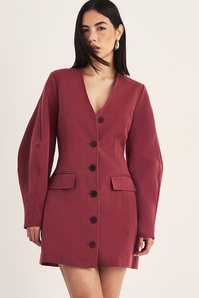 Button Through Mini Blazer Dress, Main, color, Tobacco