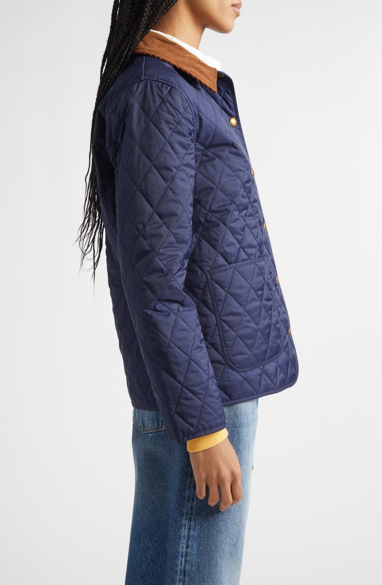 Sporty & Rich Logo Crest Quilted Nylon Jacket, Alternate, color, Dark Navy