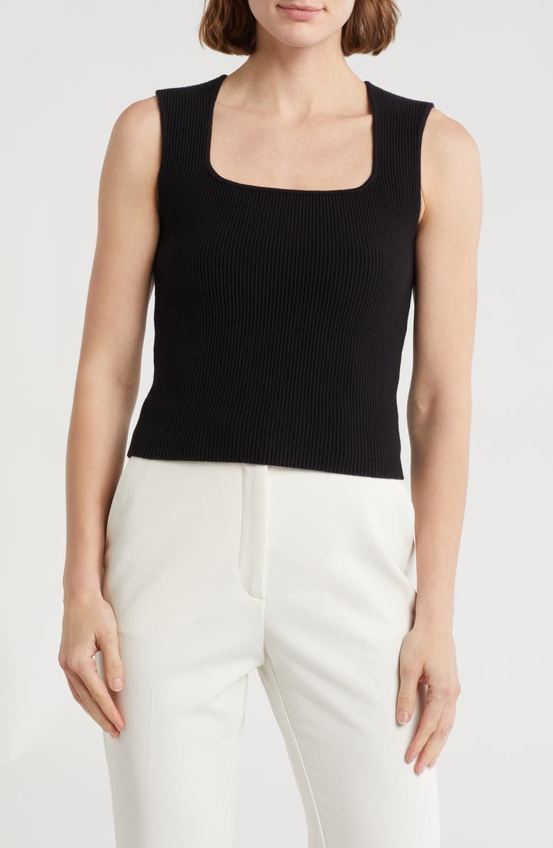 Leith Square Neck Sweater Tank, Main, color, Black