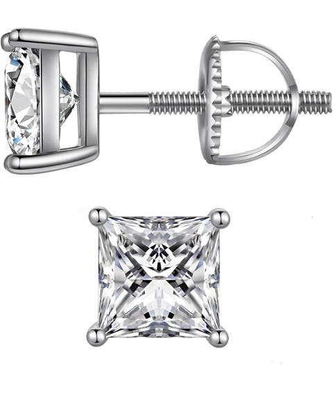 Sterling Silver Screw-back Square Studs