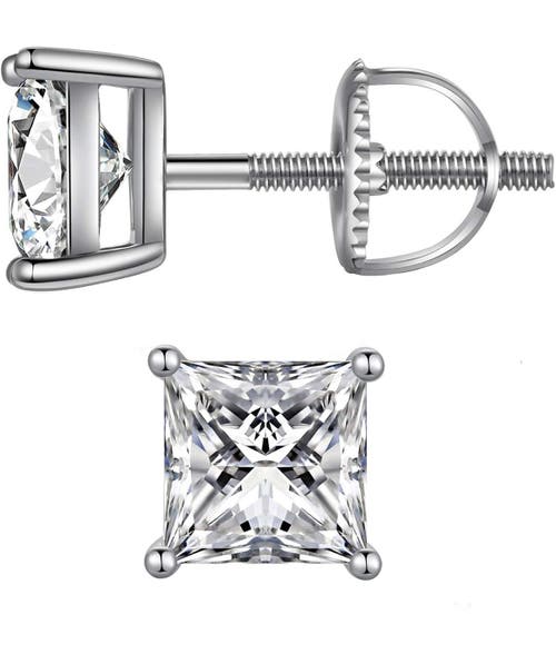 Donatello Gian Sterling Silver Screw-back Square Studs In Silver