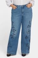 NYDJ Teresa Floral Embroidered Wide Leg Jeans