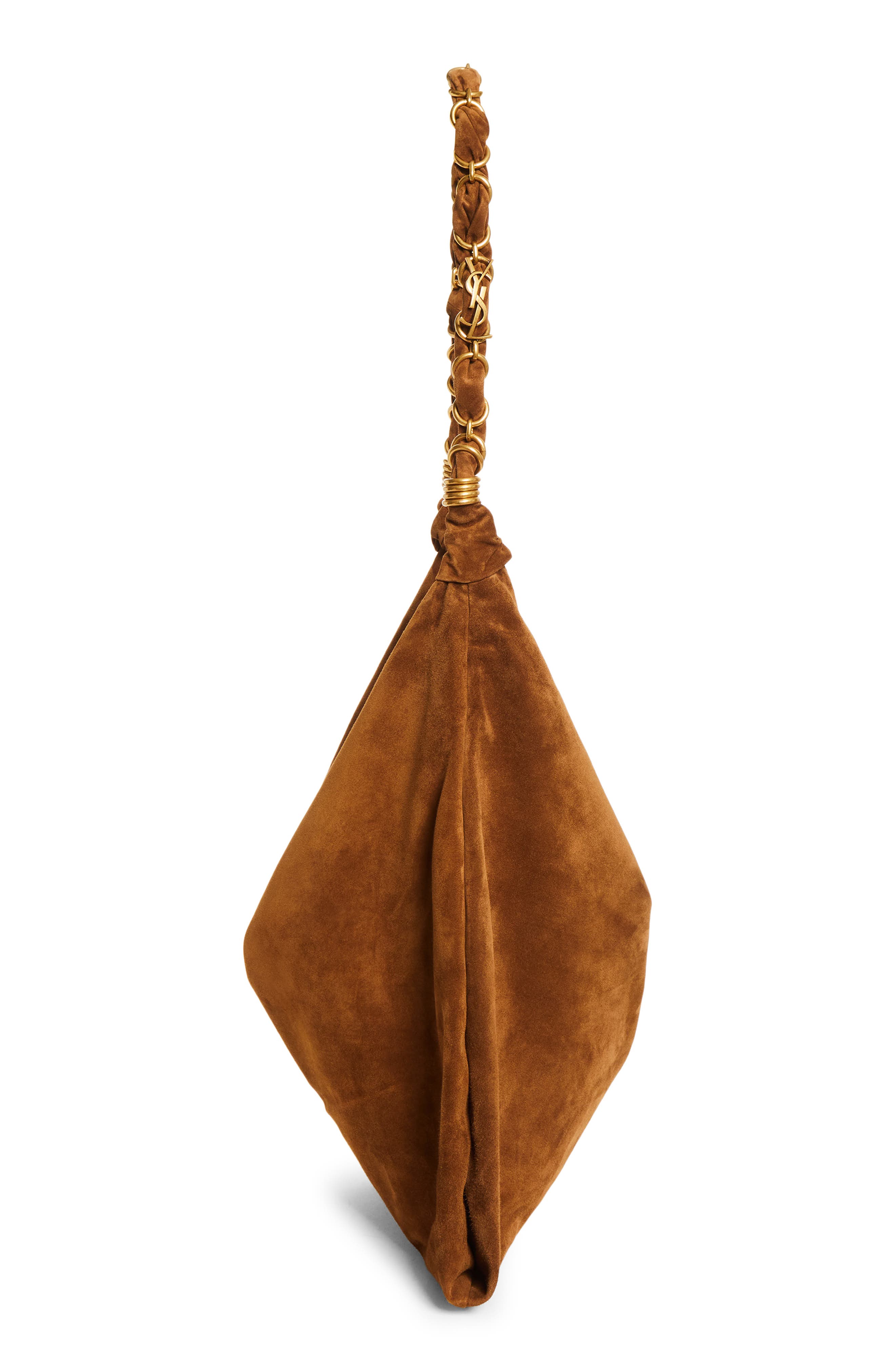 Saint Laurent Amalia Suede Shoulder Bag, Alternate, color, 2916 Orange Caramel Cogn