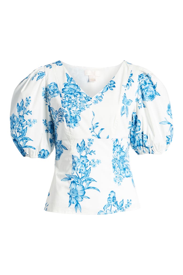 Puff Sleeve Top, Alternate, color, BLUE AIR MED BOUQUET